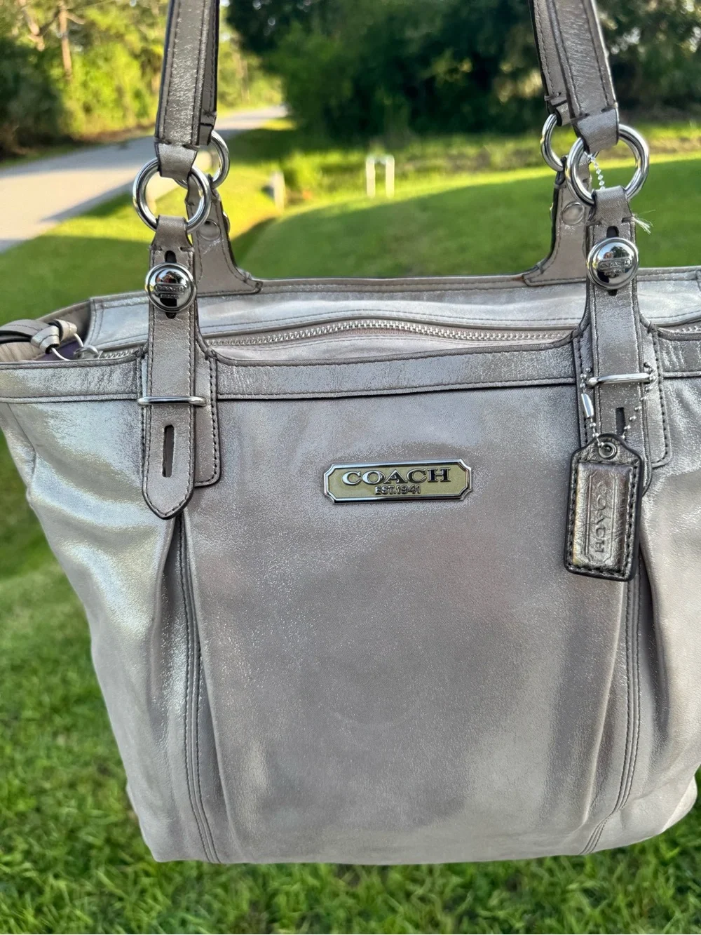 VINTAGE Coach Hampton Laguna metallic bag